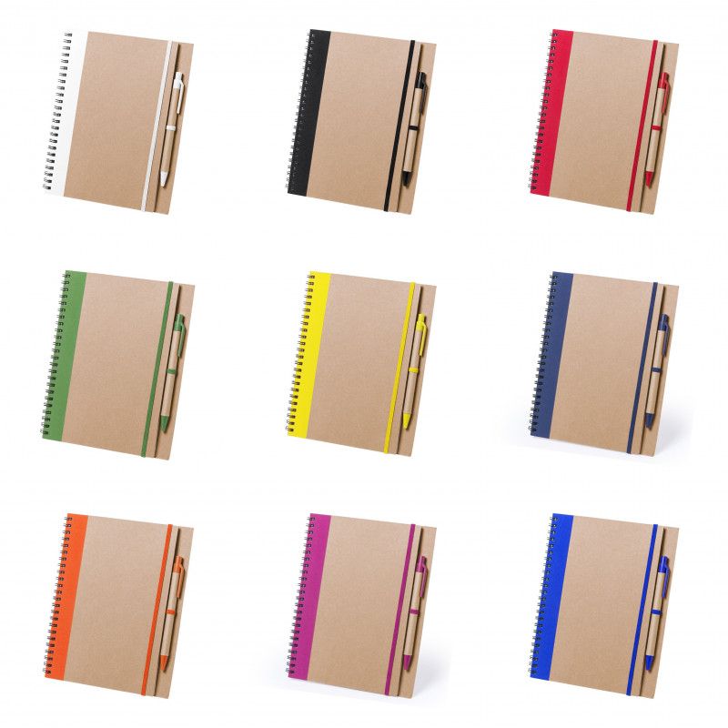 Carnet écologique avec stylo Design bicolore et anneaux