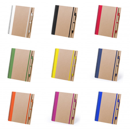 Carnet écologique avec stylo Design bicolore et anneaux