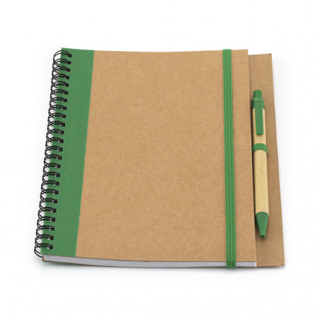 Carnet écologique avec stylo Design bicolore et anneaux