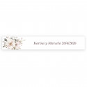 Adhésif rectangulaire personnalisé 5x1 fond blanc fleurs pastel pour mariages