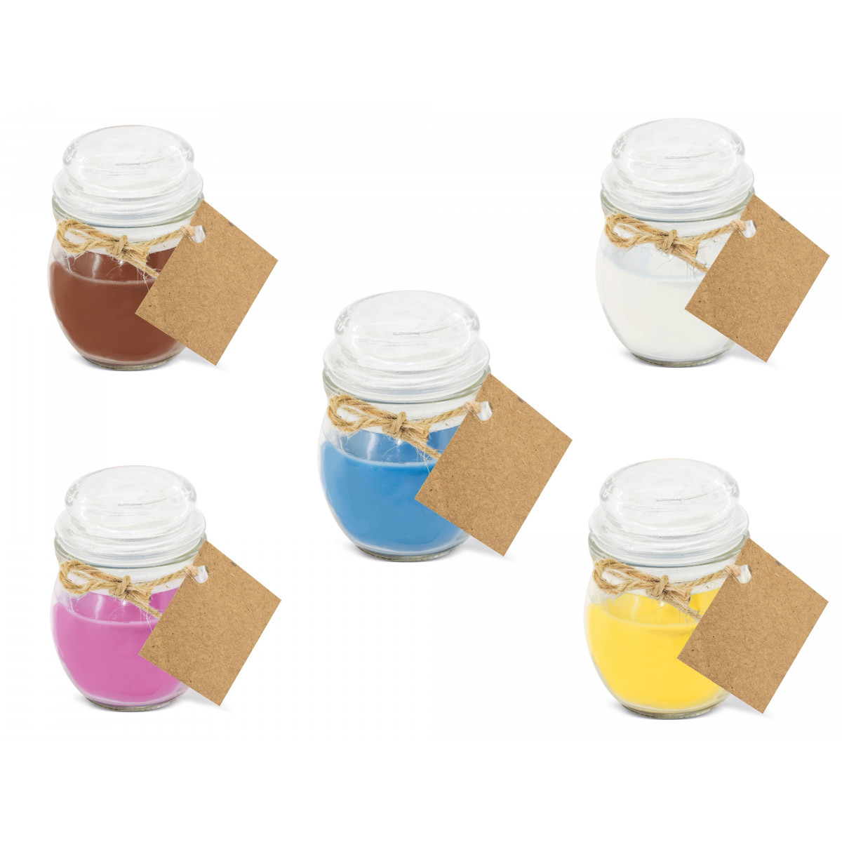 Bougie parfumée colorée dans un pot en verre