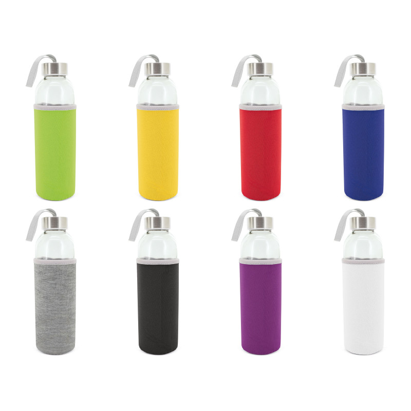 Bouteille en verre avec housse en néoprène Cadeau pratique et élégant pour les invités