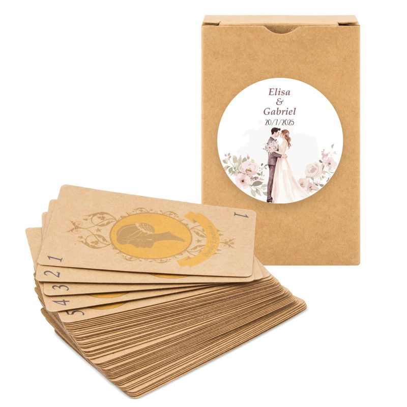 Paquet de cartes espagnoles en kraft personnalisé pour les détails de mariage