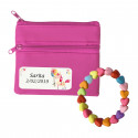 Bracelet enfant et porte-monnaie fuchsia personnalisé avec autocollant de licorne pour les détails