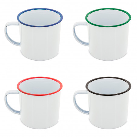 Mug métallique émaillé bord rétro