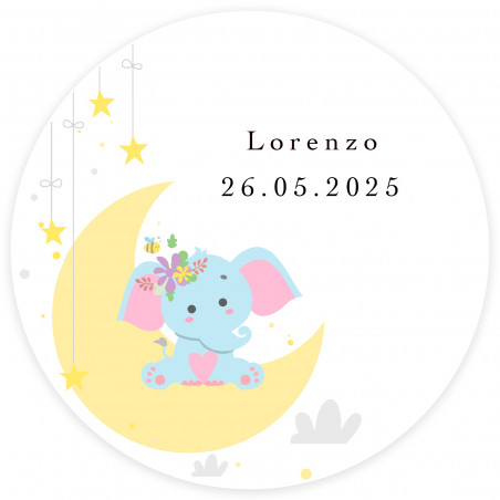 Adhésif 2cm design éléphant pour baptêmes