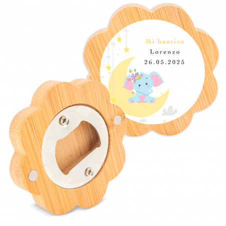 Ouvre-bouteille en forme de fleur avec autocollant design éléphant pour les détails