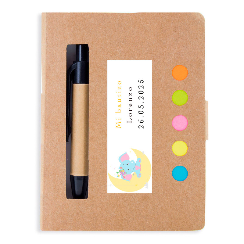Cahier éco avec autocollant au design d'éléphant personnalisable pour des détails