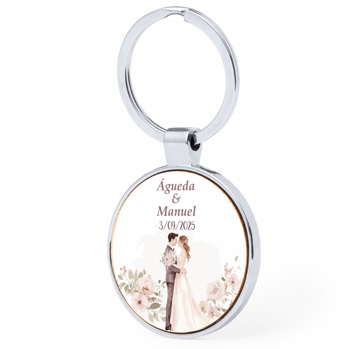 Porte-clés métallique avec adhésif mariés personnalisable pour les détails de mariage