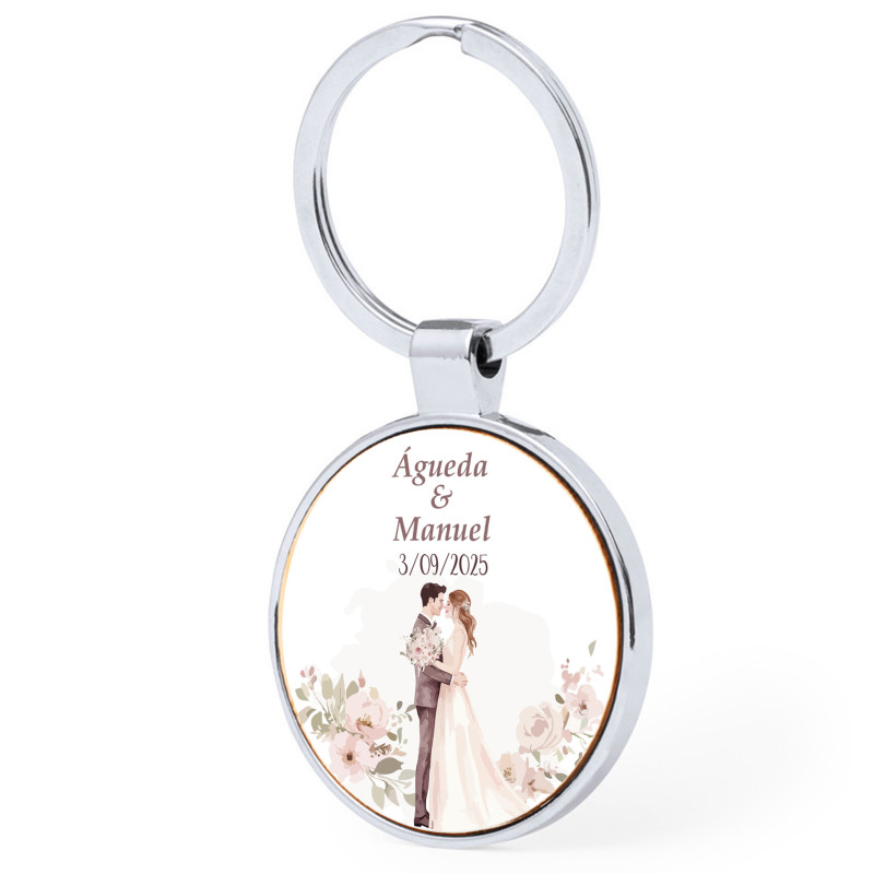 Porte-clés métallique avec adhésif mariés personnalisable pour les détails de mariage