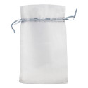 Brillant à lèvres argent dans un sac en organza avec carte de remerciement première communion fille pour les détails