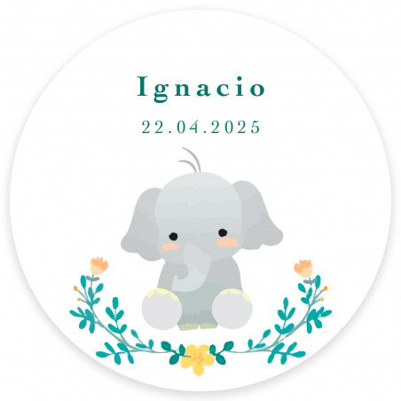 Adhésif rond de 3 cm design mignon éléphant