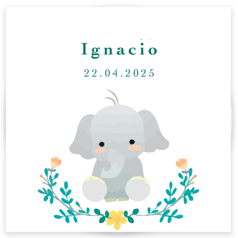 Autocollant 5x5cm design éléphant personnalisable