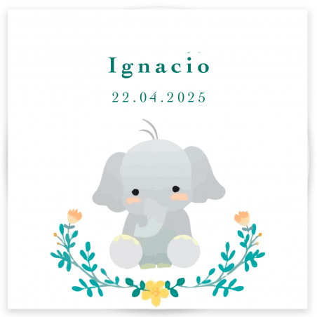 Autocollant 5x5cm design éléphant personnalisable