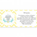 Invitation pour baptême design éléphant unisexe avec enveloppe blanche