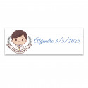 Autocollant de communion 6x2cm personnalisé pour garçon