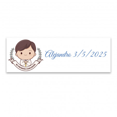 Autocollant de communion 6x2cm personnalisé pour enfant