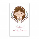 Adhésif de communion personnalisé 3x5cm pour fille