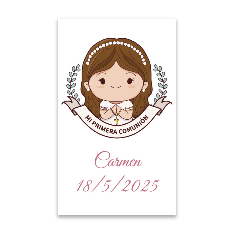 Adhésif de communion personnalisé 3x5cm pour fille