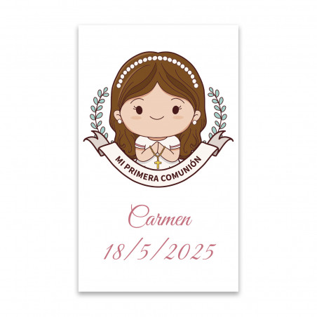 Autocollant de communion 3x5cm personnalisé pour fille