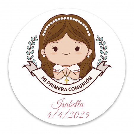 Autocollant de communion 3cm personnalisé pour fille