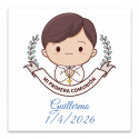 Adhésif de communion 5x5cm personnalisé pour garçon