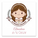 Adhésif de communion 5x5cm personnalisé pour fille
