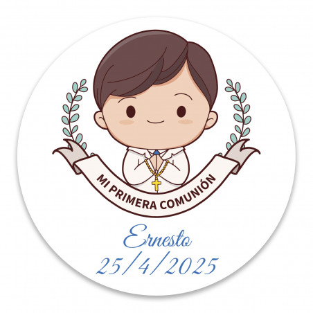 Adhésif de communion 5 cm personnalisé pour garçon