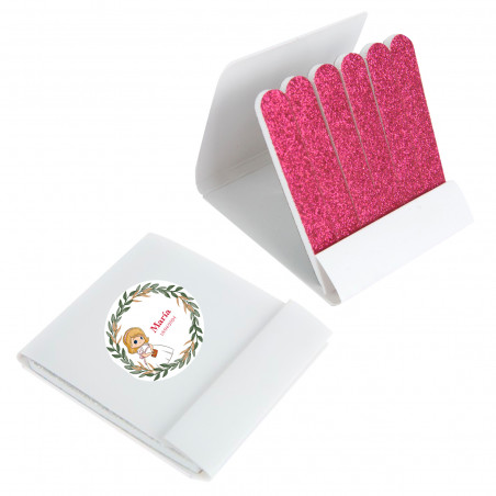 Lime à ongles dans une boîte avec adhésif pour détails première communion fille personnalisé