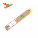 Crayons fluorescents dans une boîte en carton avec autocollant personnalisé