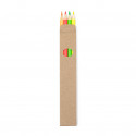 Crayons fluorescents dans une boîte en carton avec autocollant personnalisé