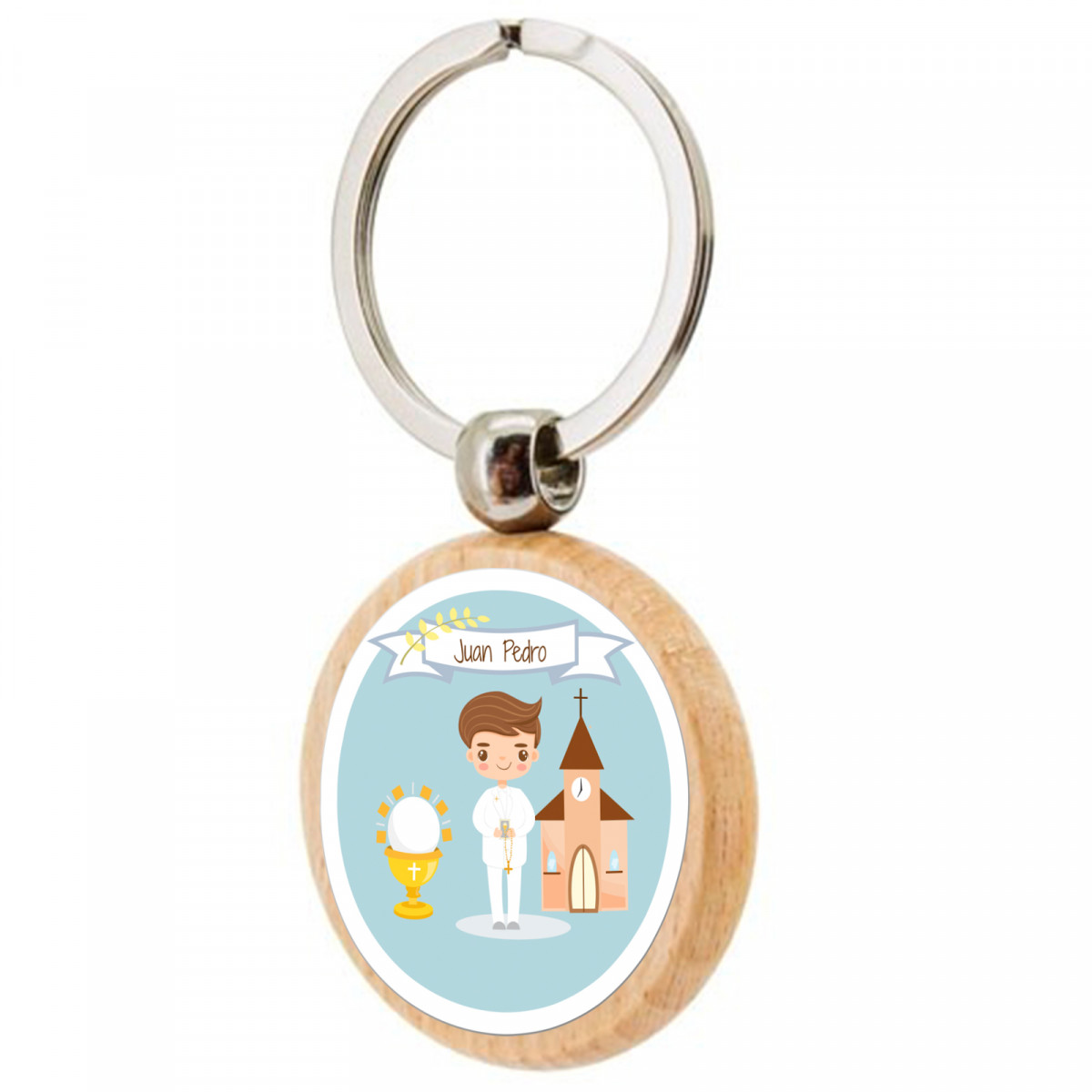 Porte-clés en bois pour première communion enfant personnalisable pour des souvenirs