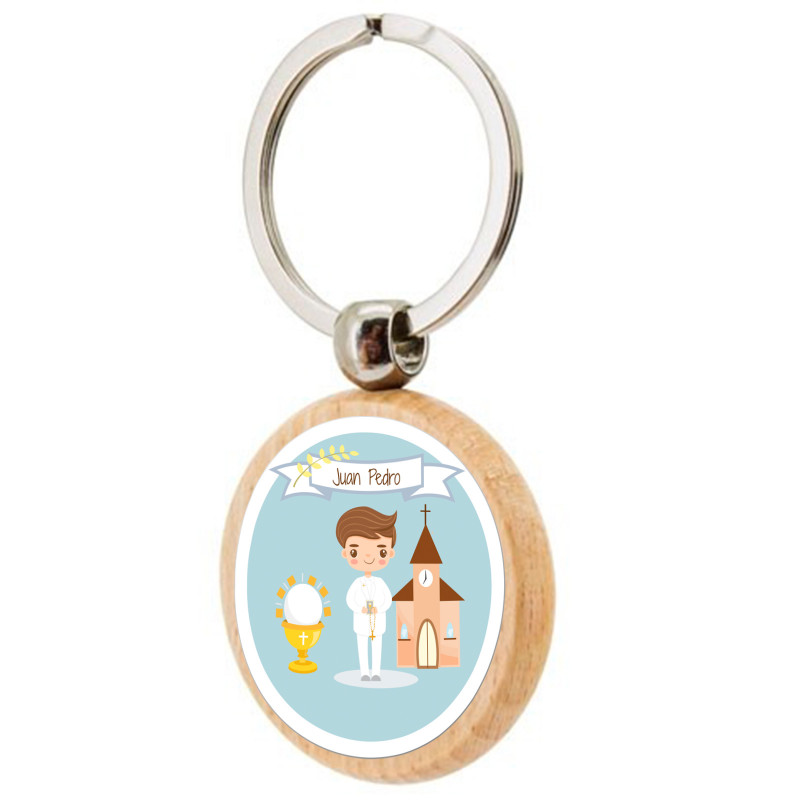 Porte-clés en bois pour première communion enfant personnalisable pour des souvenirs