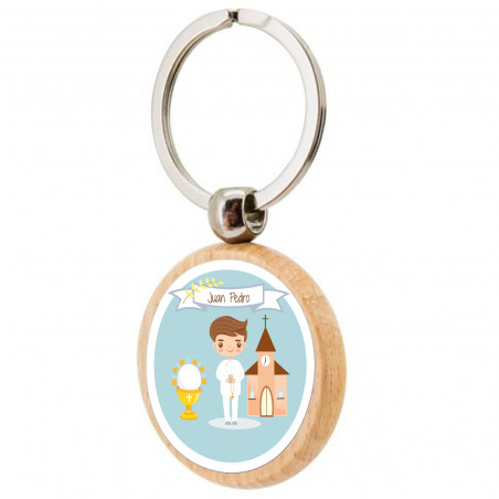 Porte-clés en bois pour première communion enfant personnalisable pour des souvenirs