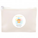 Portefeuille blanc avec autocollant personnalisable avec bébé dans un nuage pour les détails