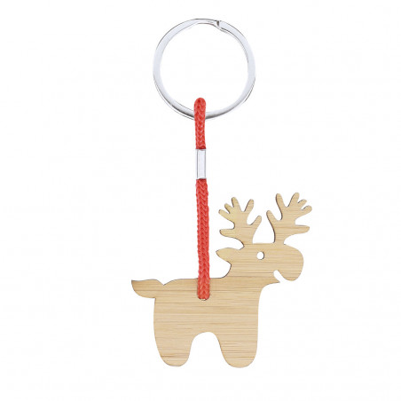 Porte-clés de Noël en bambou dans une enveloppe rouge personnalisée à offrir