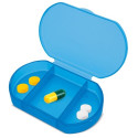 Pilulier bleu trizone personnalisé avec autocollant d'enfant pour communion