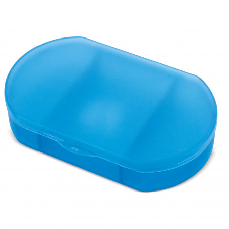 Pilulier bleu trizone personnalisé avec autocollant d'enfant pour communion