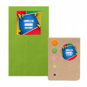 Bloc-notes Post-it avec une enveloppe en kraft vert et des autocollants personnalisés