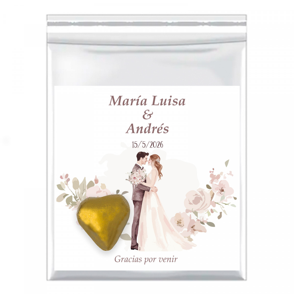 Bonbon au chocolat avec carte de remerciement pour les mariés pour les détails de mariage