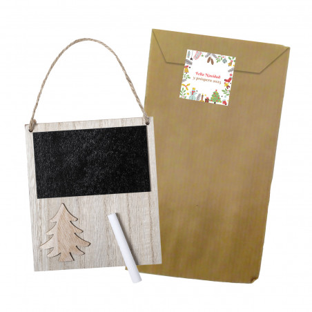 Panneau de Noël en bois dans une enveloppe personnalisée pour Noël