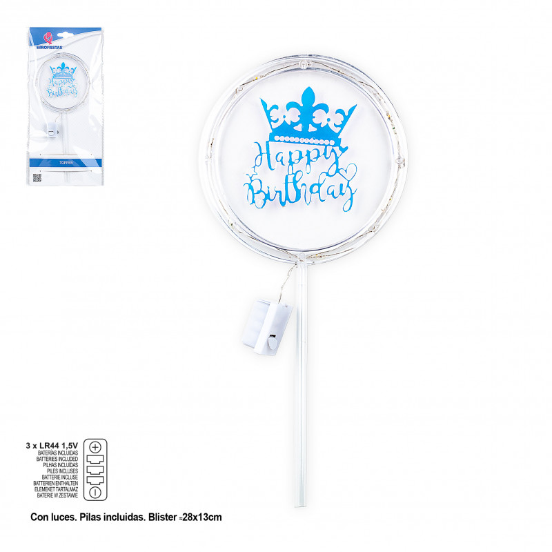 Topper bleu lumineux pour anniversaire