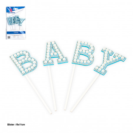 Topper lettres bleu bébé