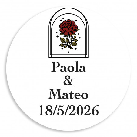 Adhésif personnalisable 3 cm rose vintage pour les mariages et événements