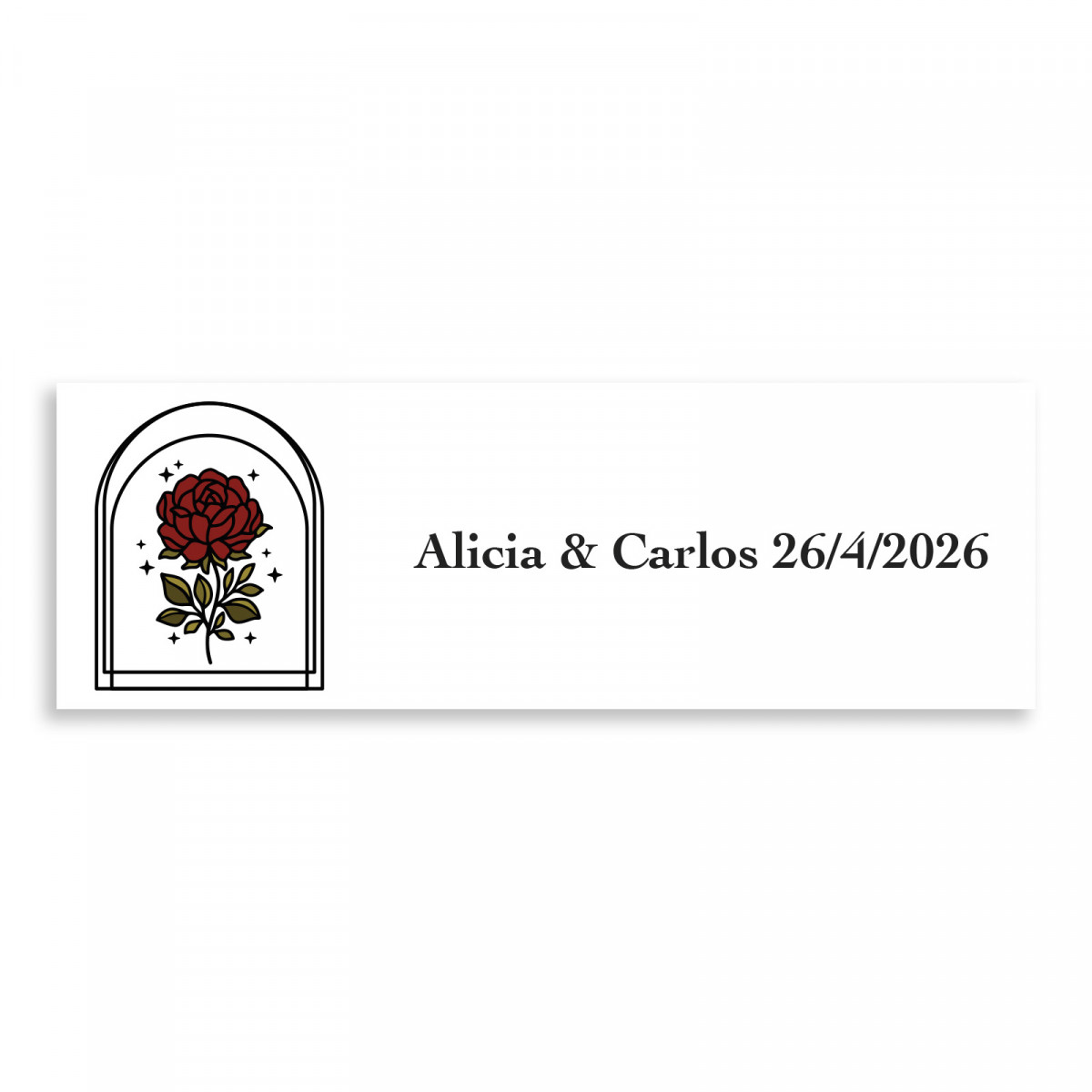 Adhésif personnalisable 6x2cm rose vintage pour mariages