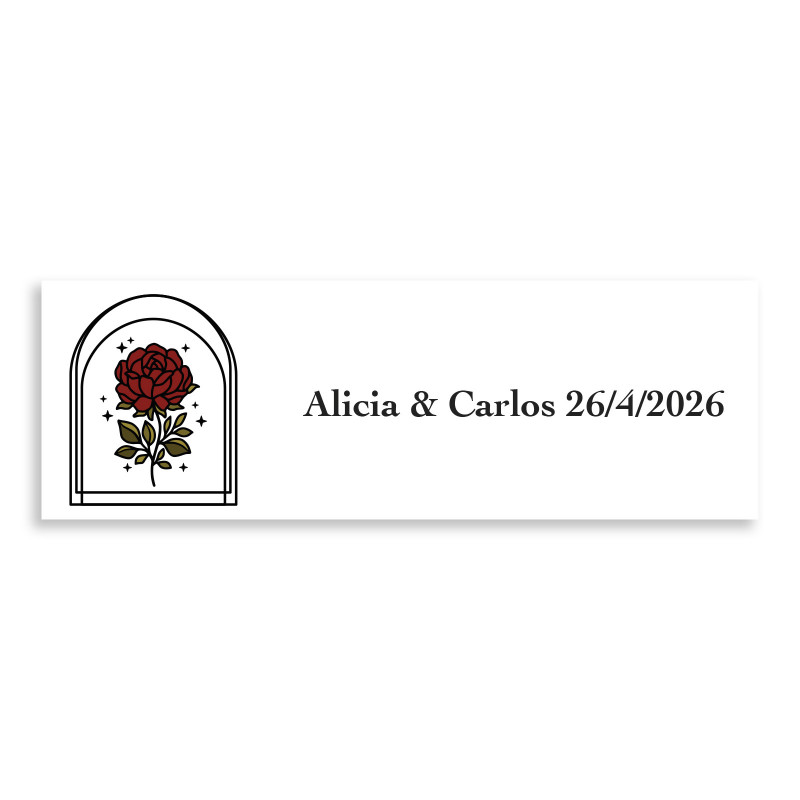 Adhésif personnalisable 6x2cm rose vintage pour mariages