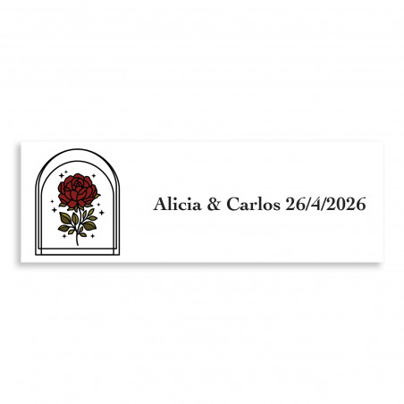 Adhésif personnalisable 6x2cm rose vintage pour mariages