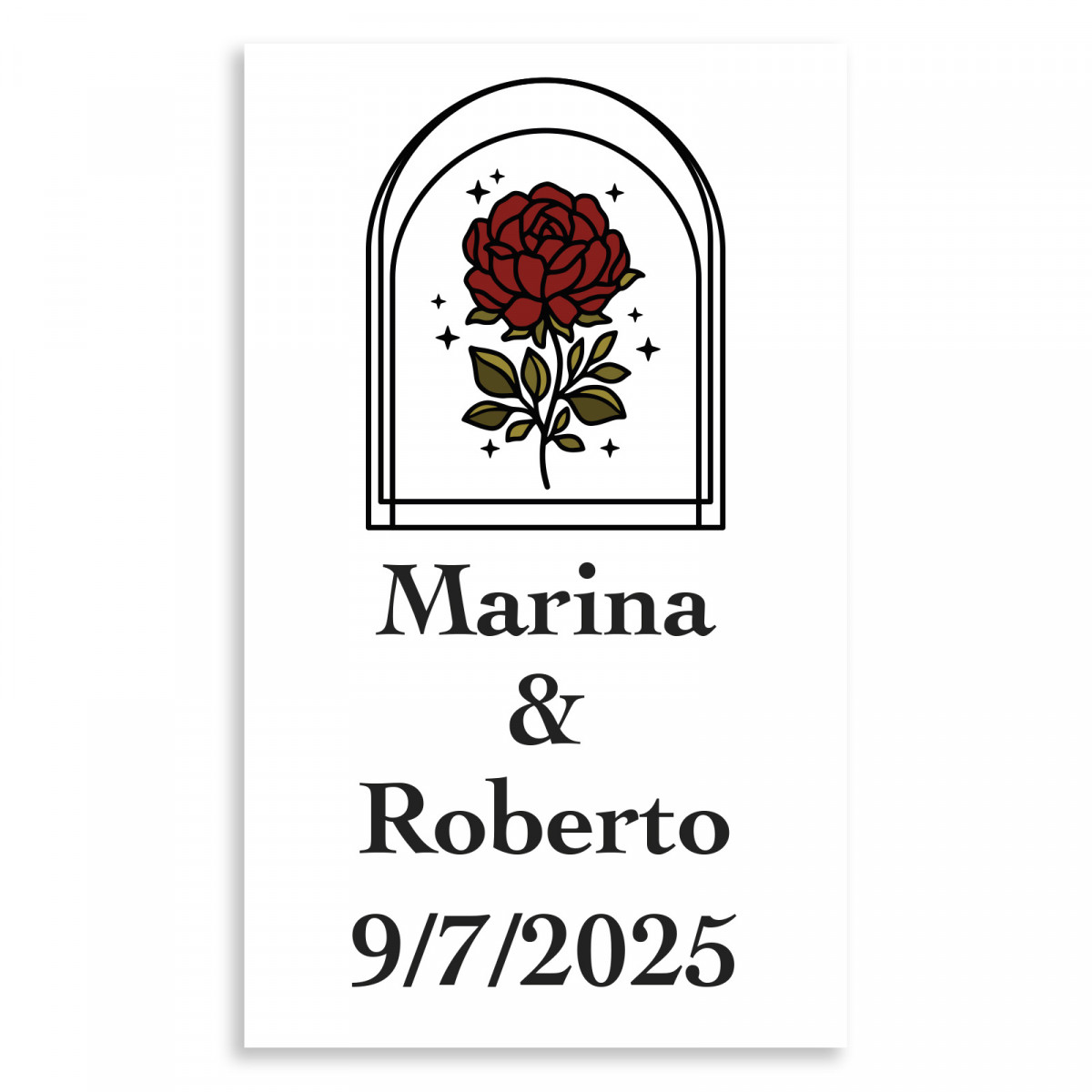 Adhésif personnalisable 3x5cm rose vintage pour les mariages