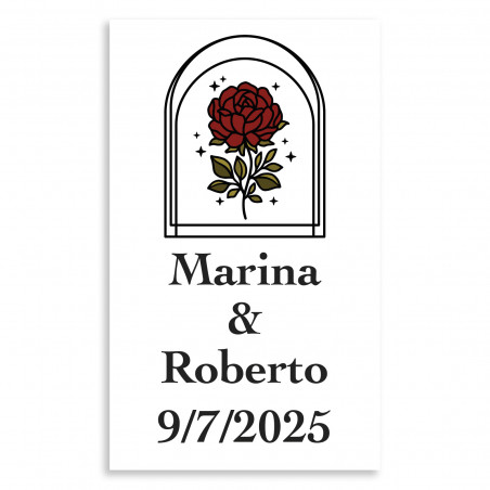 Adhésif personnalisable 3x5cm rose vintage pour les mariages
