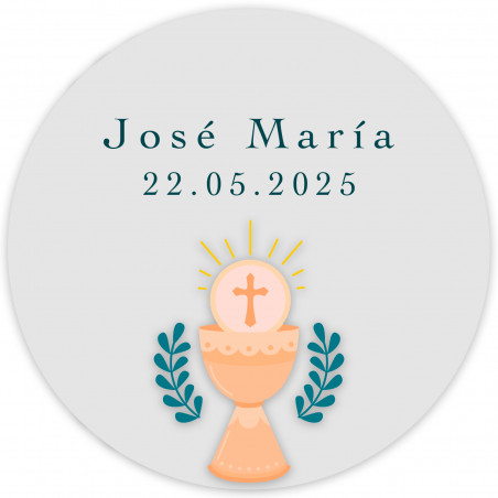 Adhésif transparent de 2 cm design calice personnalisable pour détails de première communion